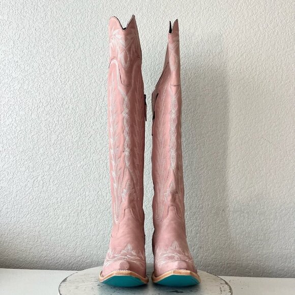 Lane LEXINGTON Over the Knee Womens Cowboy Boots 7 Pink Western Cowgirl Lace up - Picture 8 of 15
